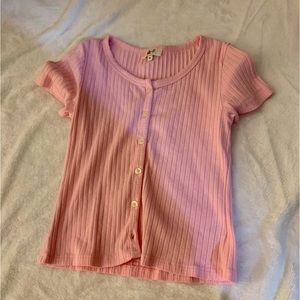 ever after pink ribbed button-down tee size 10